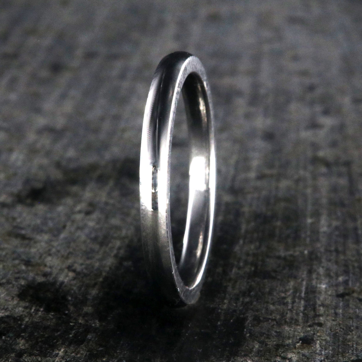 2mm wide cobalt wedding band with a rounded profile