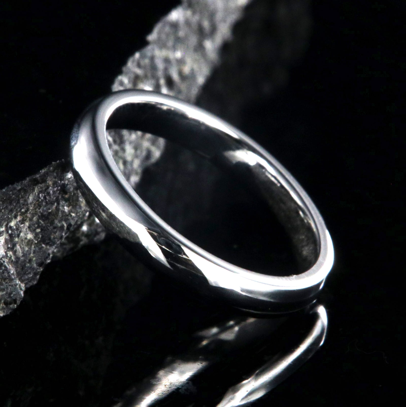 3mm wide cobalt wedding band with a polished finish and rounded profile