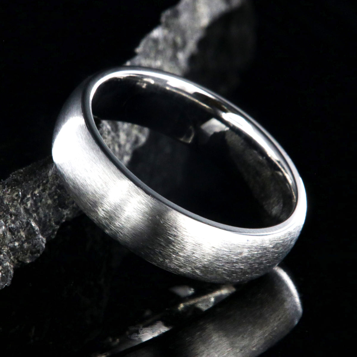 6mm wide cobalt ring with a brushed finish and rounded profile