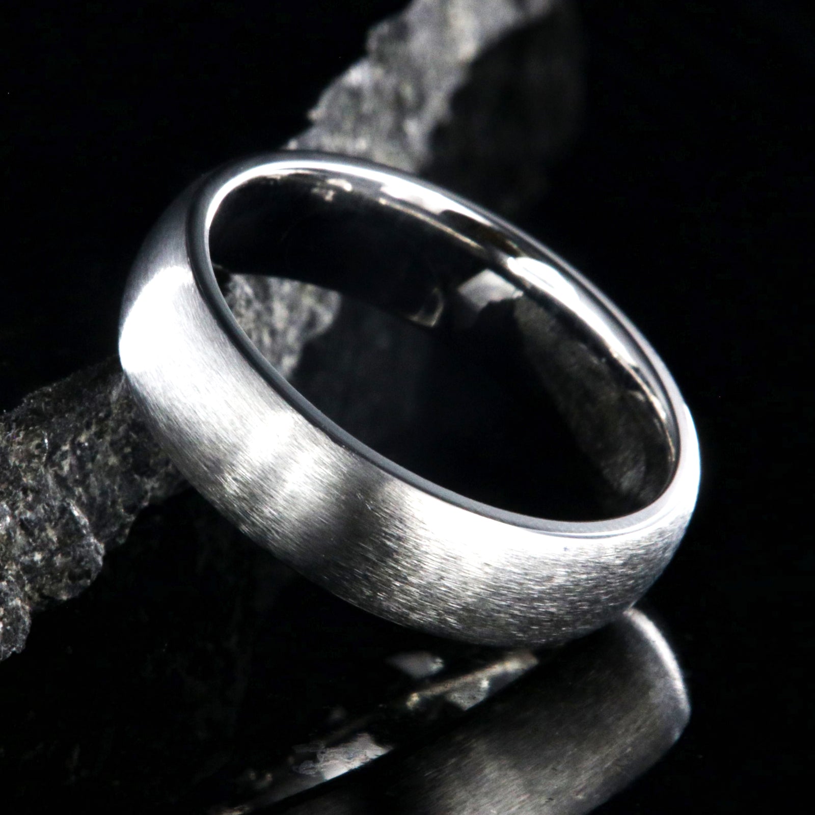 6mm wide cobalt ring with a brushed finish and rounded profile