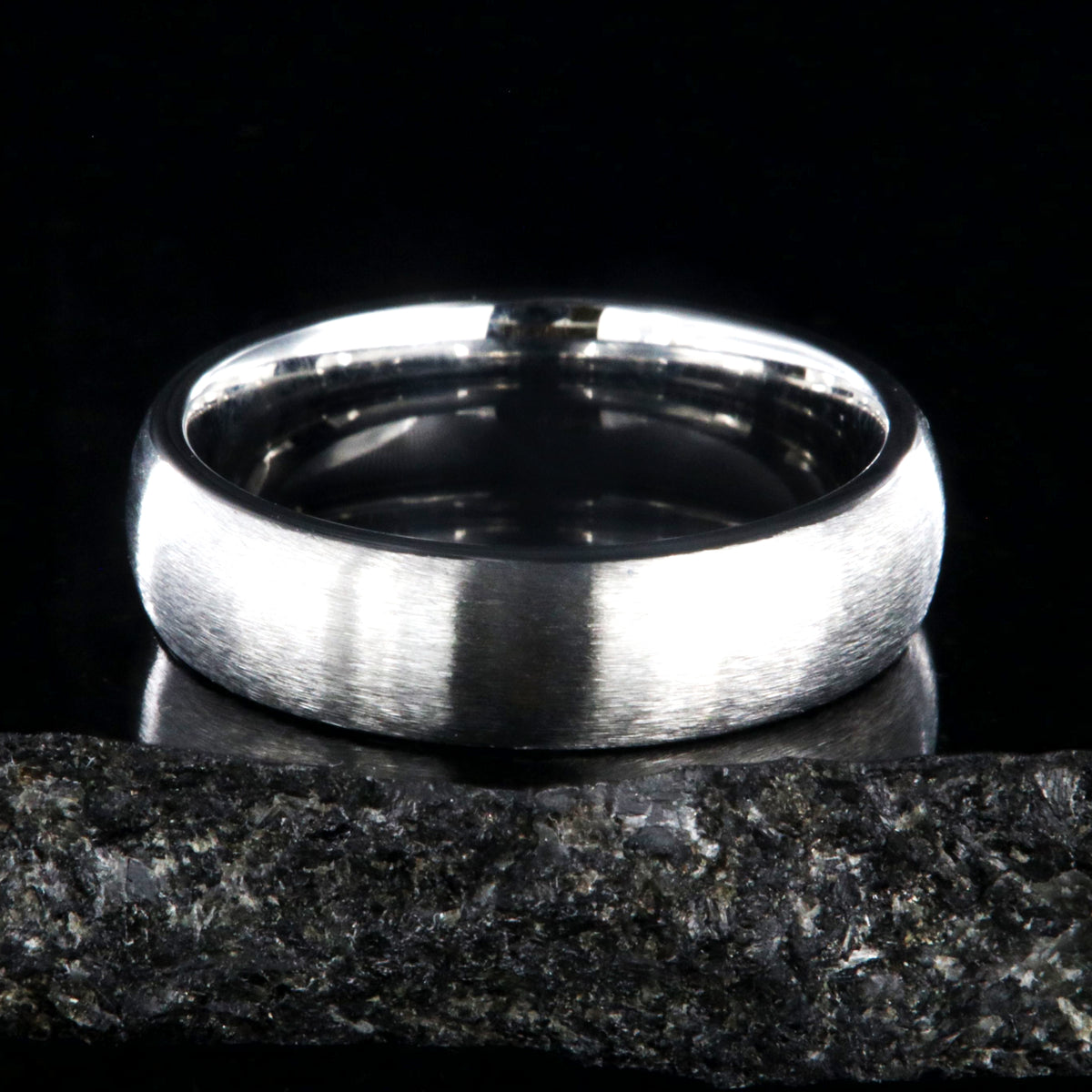 6mm wide cobalt ring with a brushed finish and rounded profile