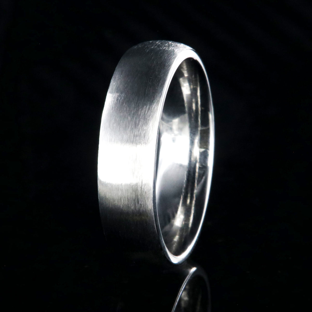 6mm wide cobalt ring with a brushed finish and rounded profile