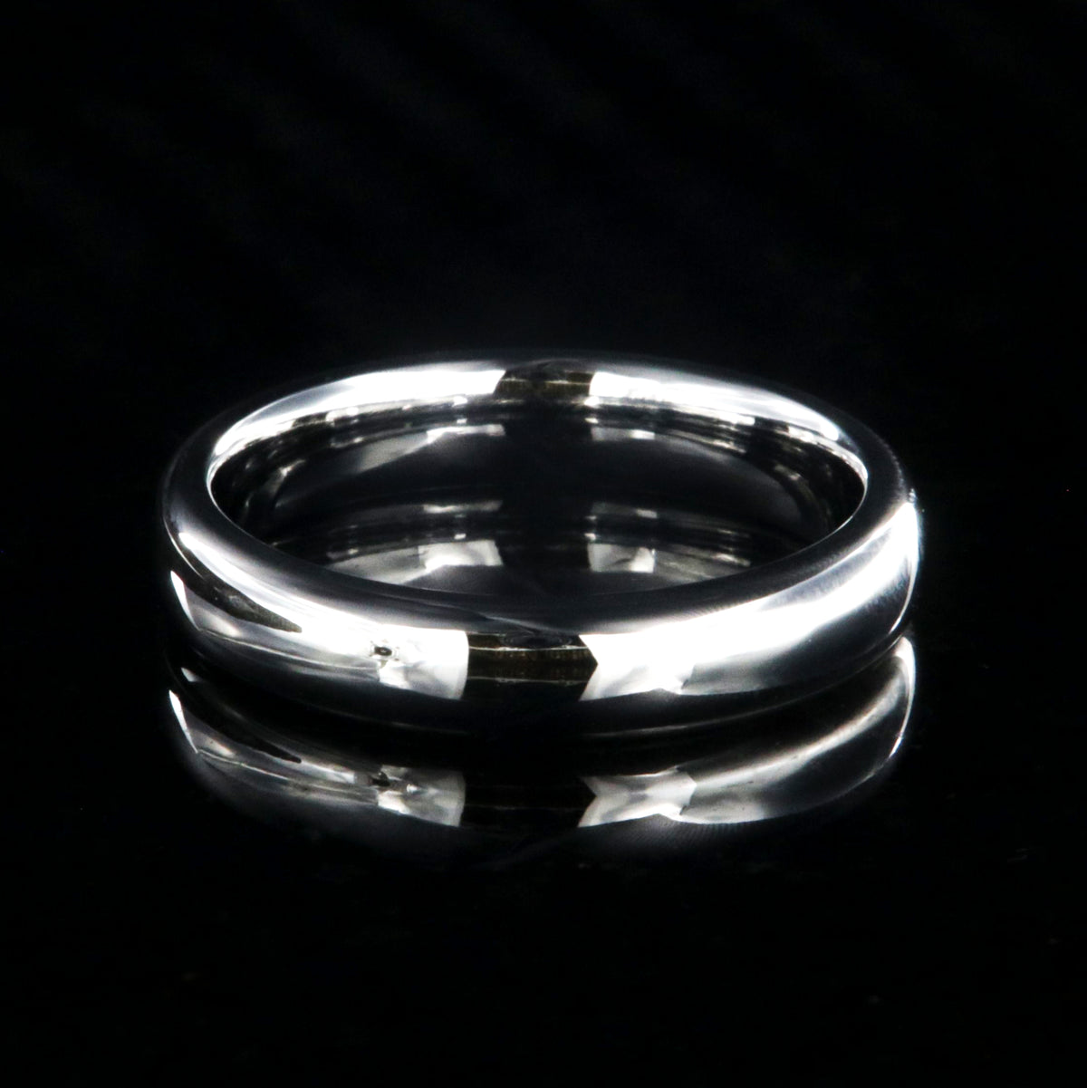 4mm wide cobalt wedding band with a polished finish and rounded profile