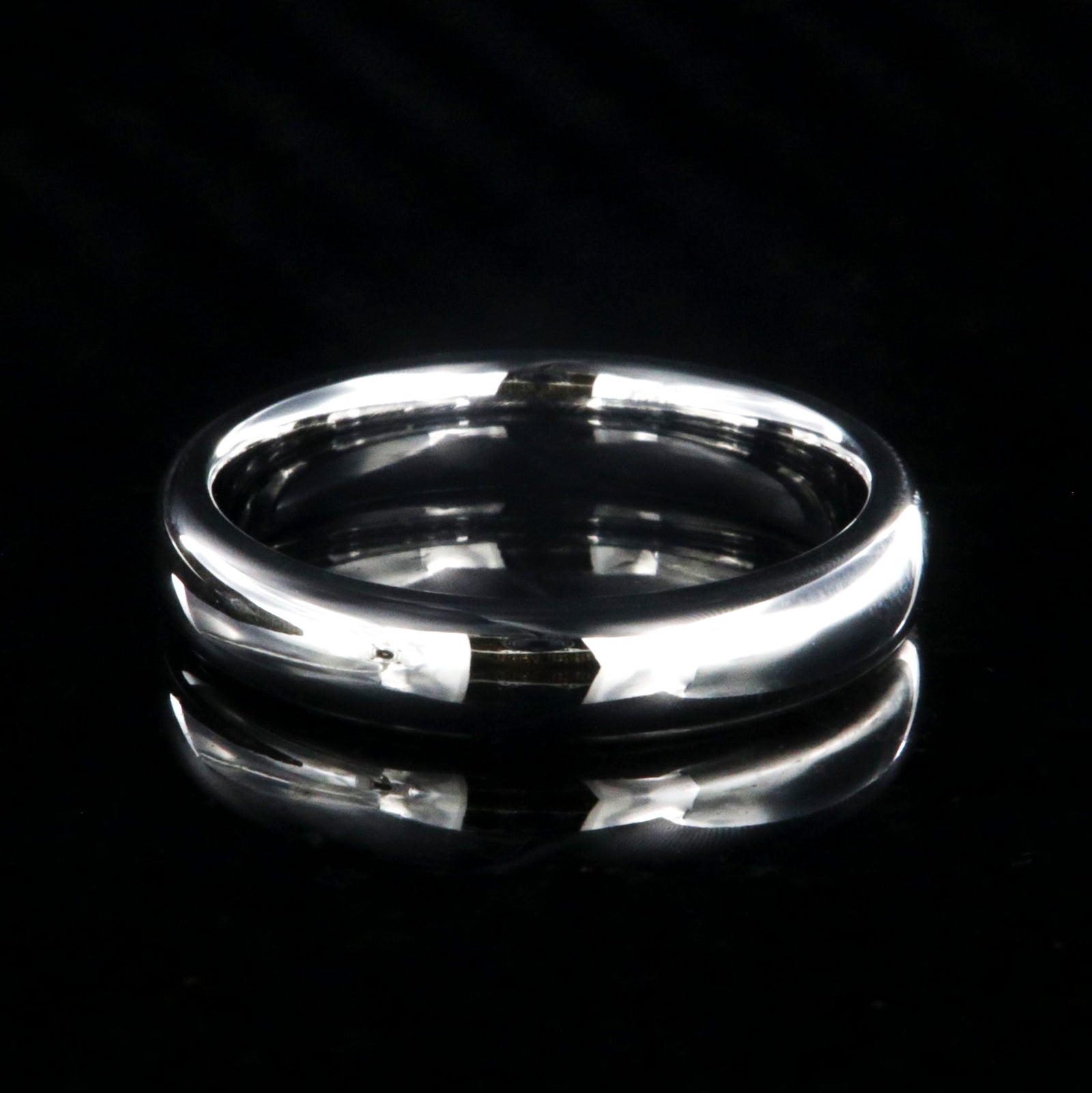 4mm wide cobalt wedding band with a polished finish and rounded profile