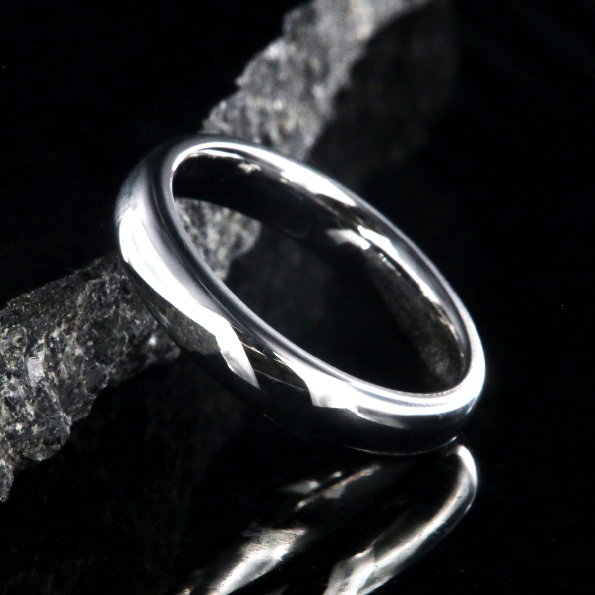 4mm wide cobalt wedding band with a polished finish and rounded profile