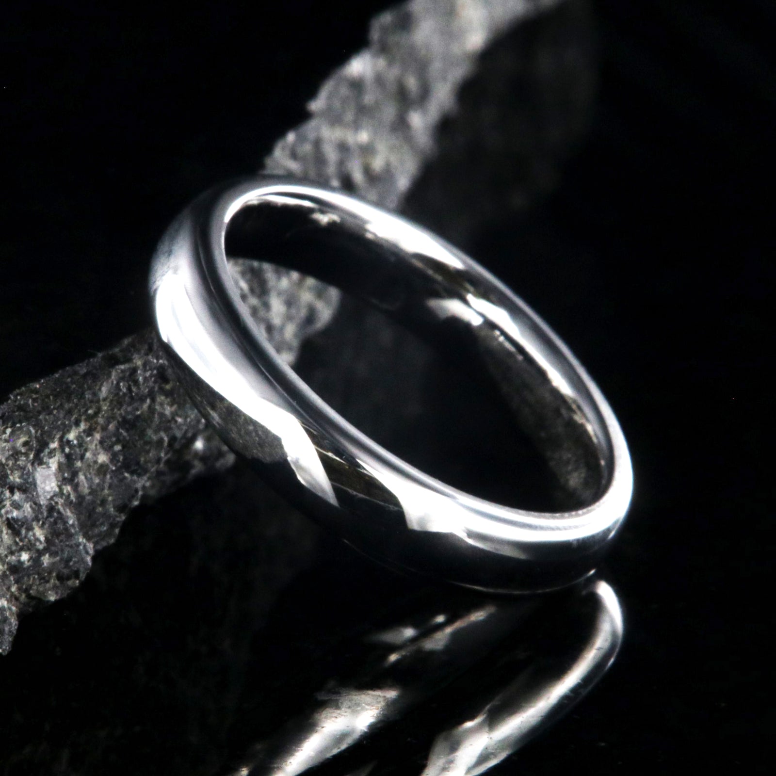 4mm wide cobalt wedding band with a polished finish and rounded profile