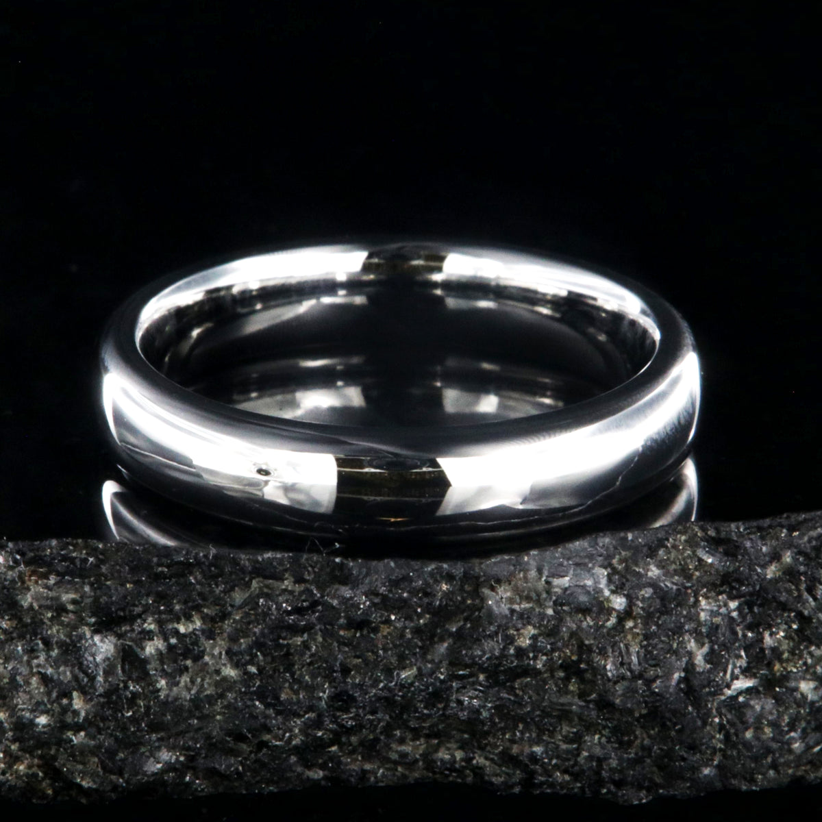 4mm wide cobalt wedding band with a polished finish and rounded profile