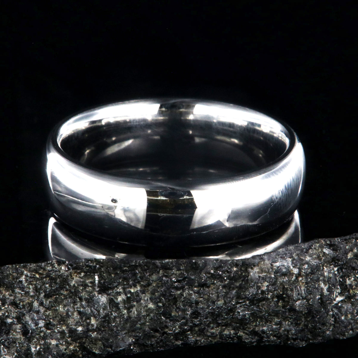 6mm wide cobalt wedding band with a polish finish and rounded profile