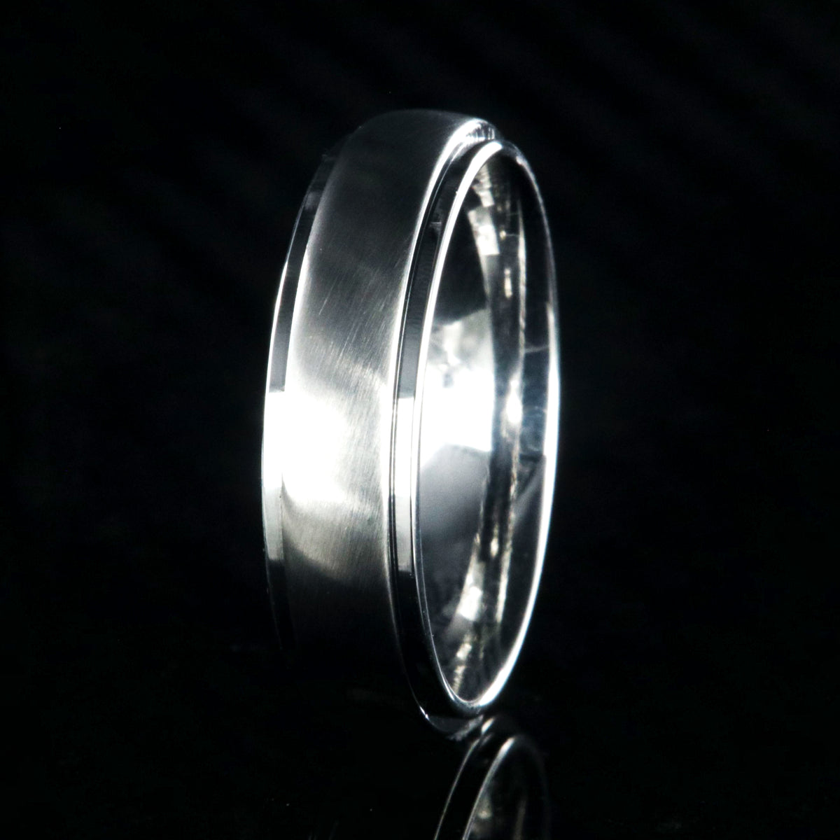 6mm wide cobalt ring with a brushed raise-center and polished edges