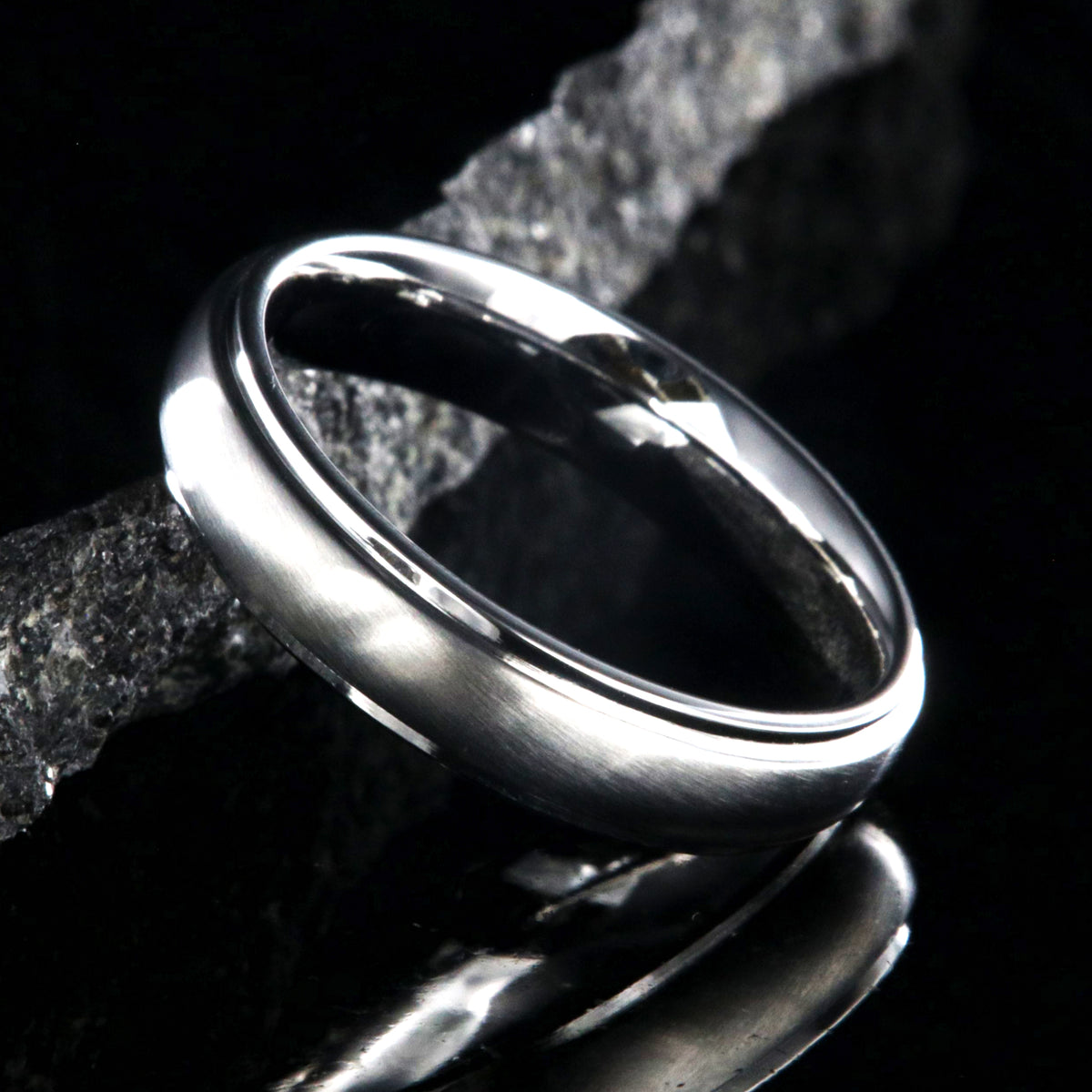 5mm wide cobalt ring with a raised center, stepped edges, and a rounded profile