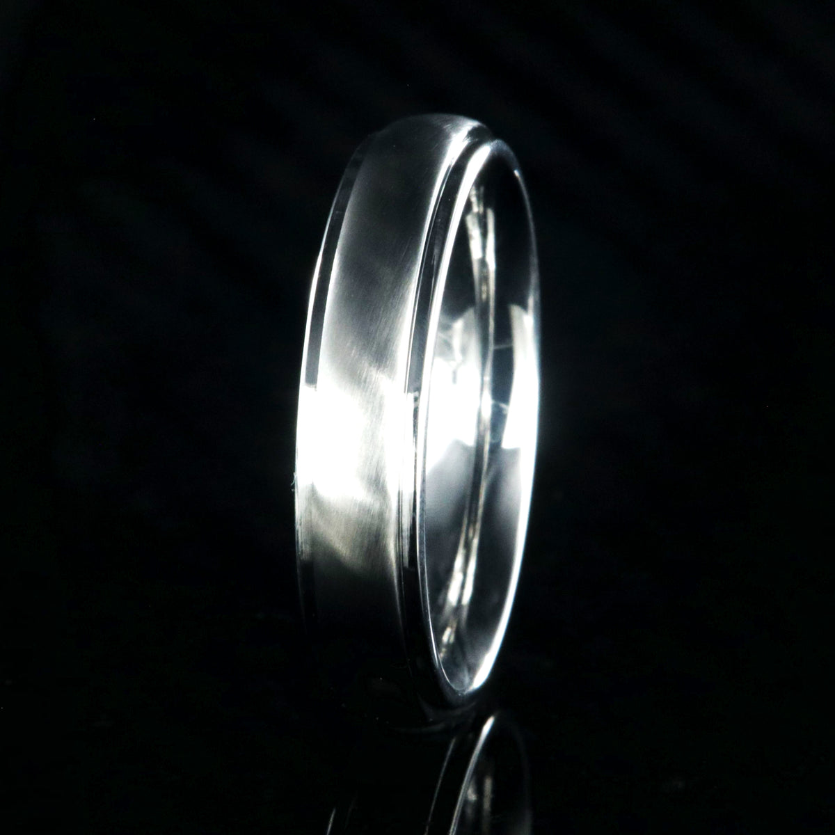 5mm wide cobalt ring with a raised center, stepped edges, and a rounded profile