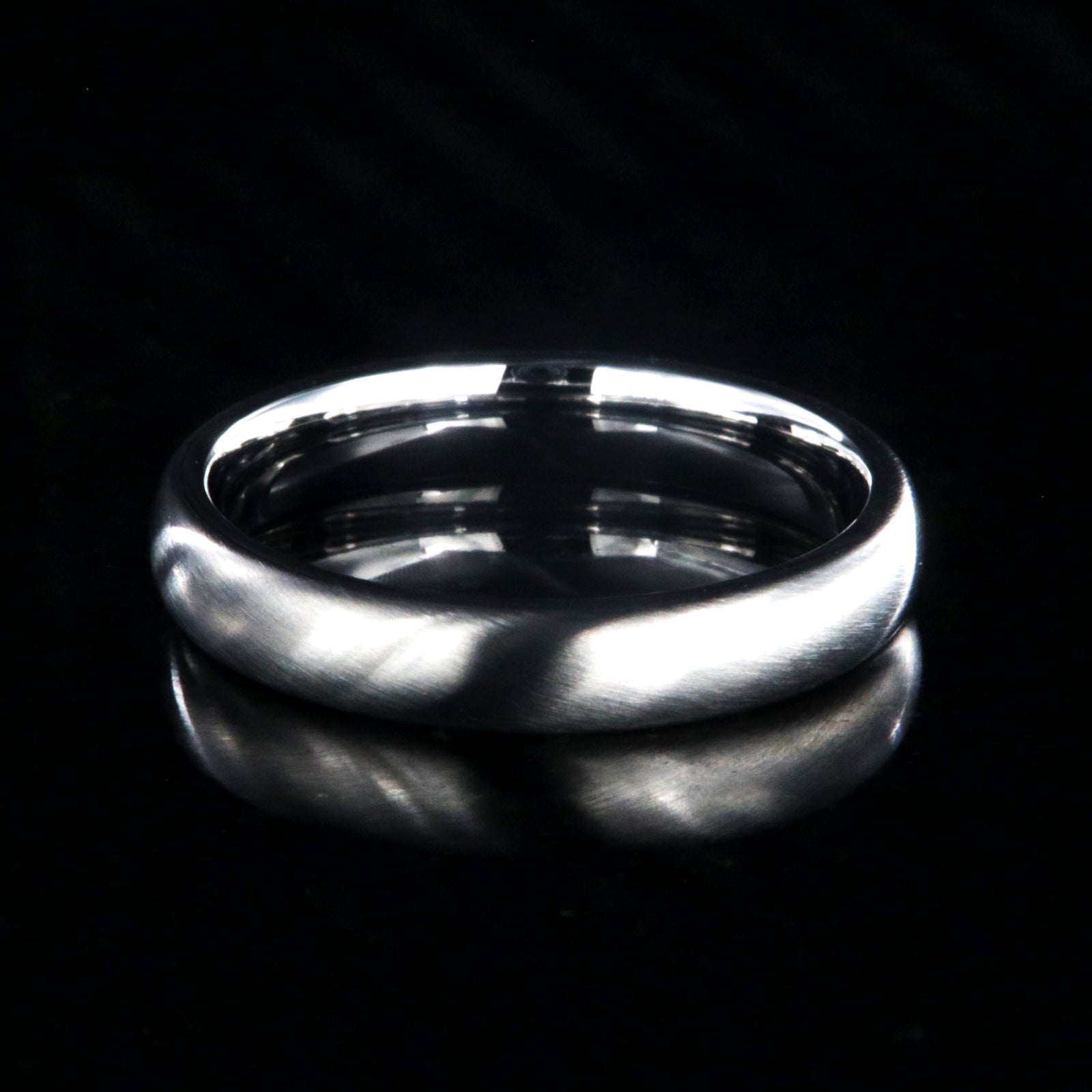 4mm wide cobalt ring with a brushed finish and rounded profile