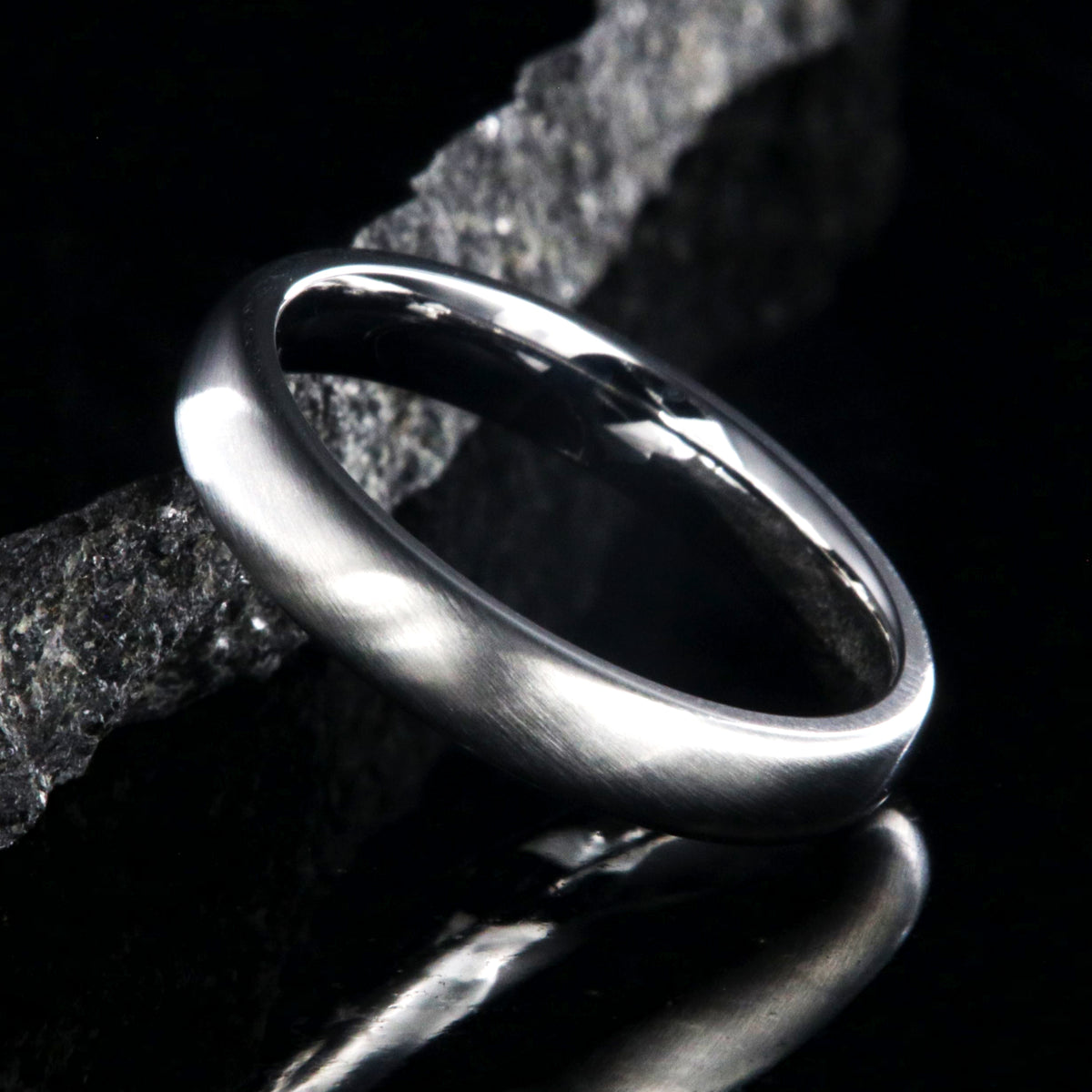 4mm wide cobalt ring with a brushed finish and rounded profile