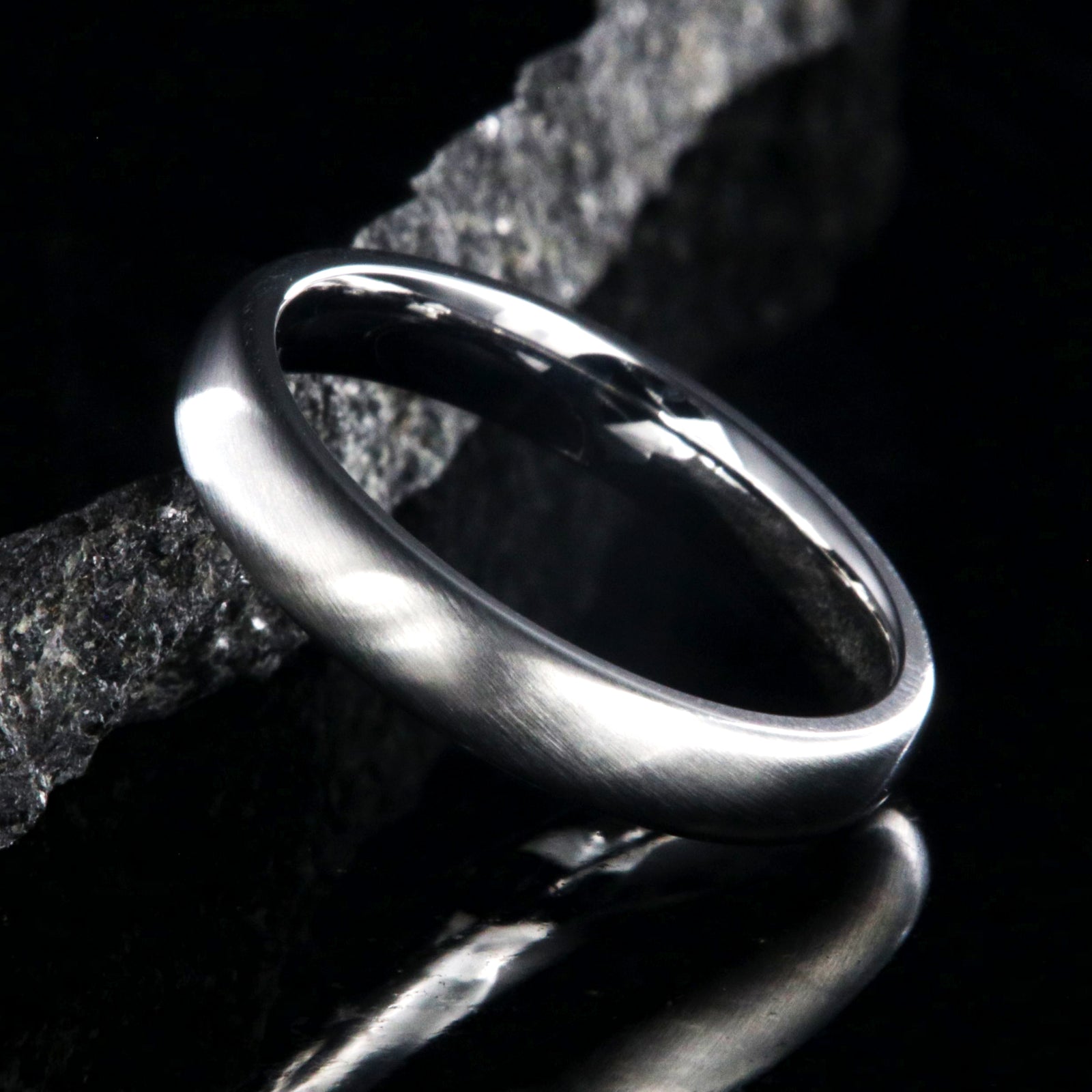 4mm wide cobalt ring with a brushed finish and rounded profile