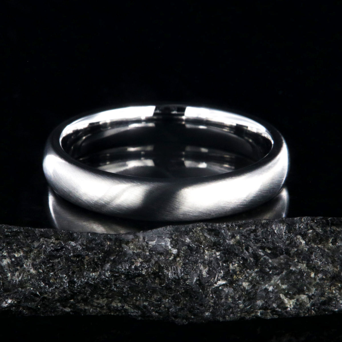 4mm wide cobalt ring with a brushed finish and rounded profile