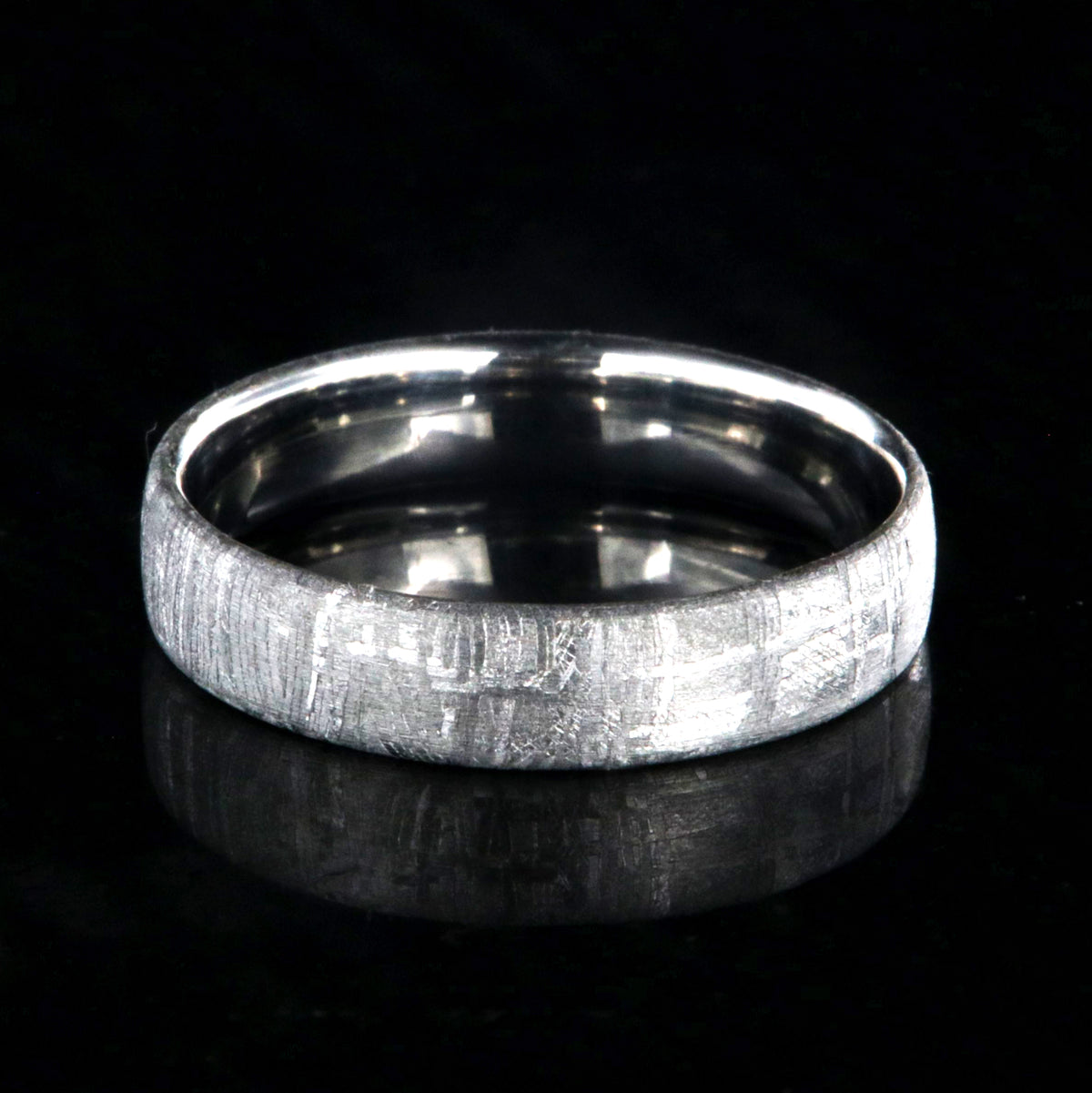 5mm wide meteorite wedding band with cobalt sleeve