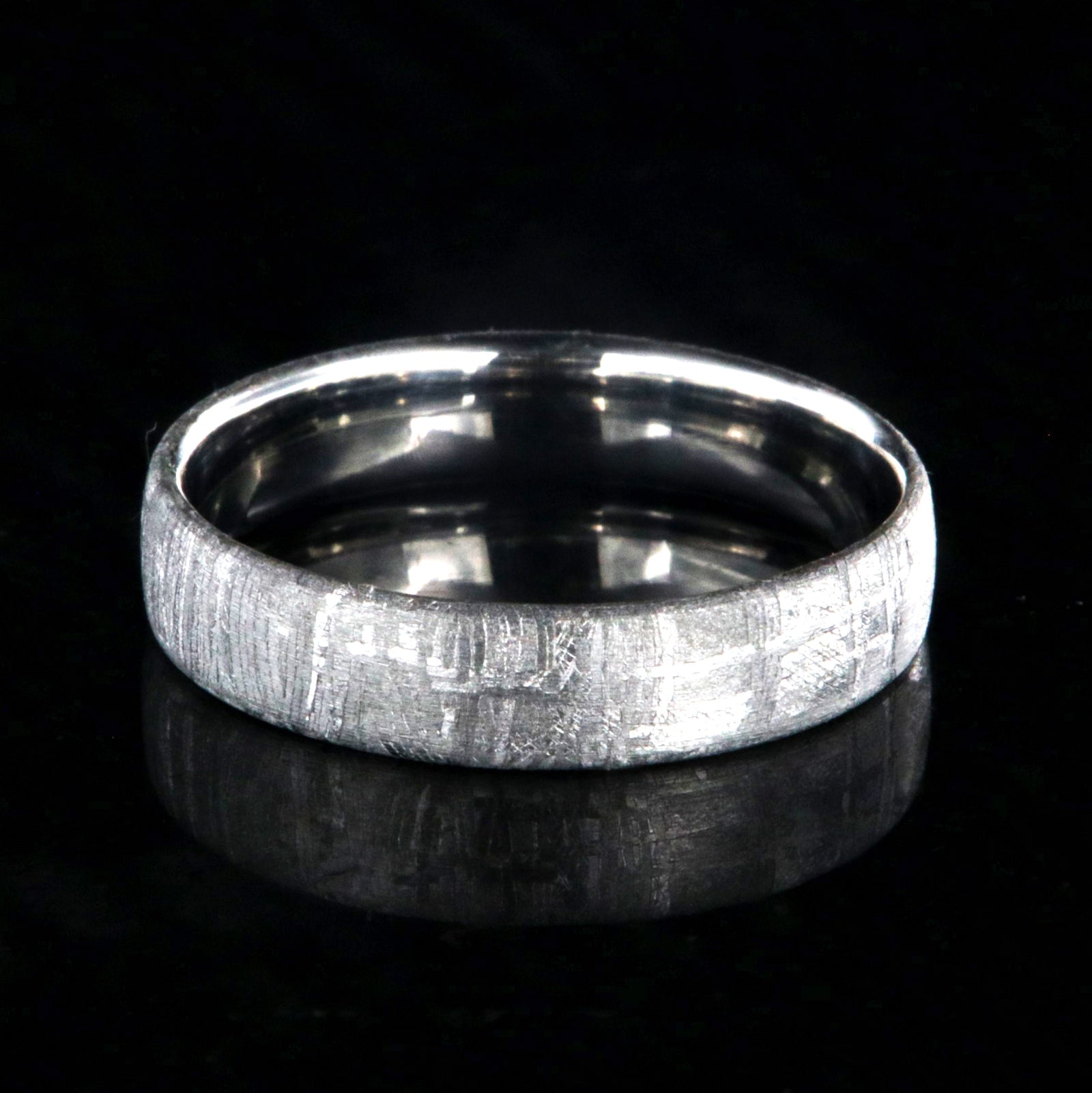 5mm wide meteorite wedding band with cobalt sleeve