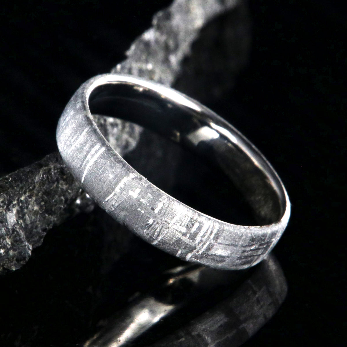 5mm wide Gibeon meteorite wedding band