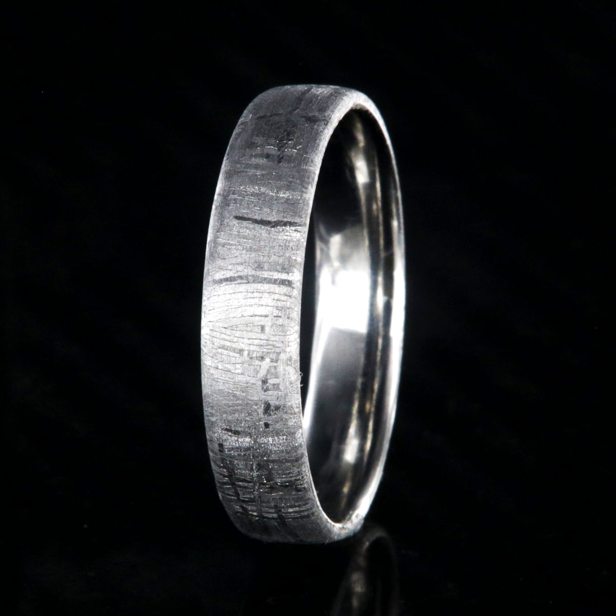 5mm wide meteorite wedding band with cobalt sleeve
