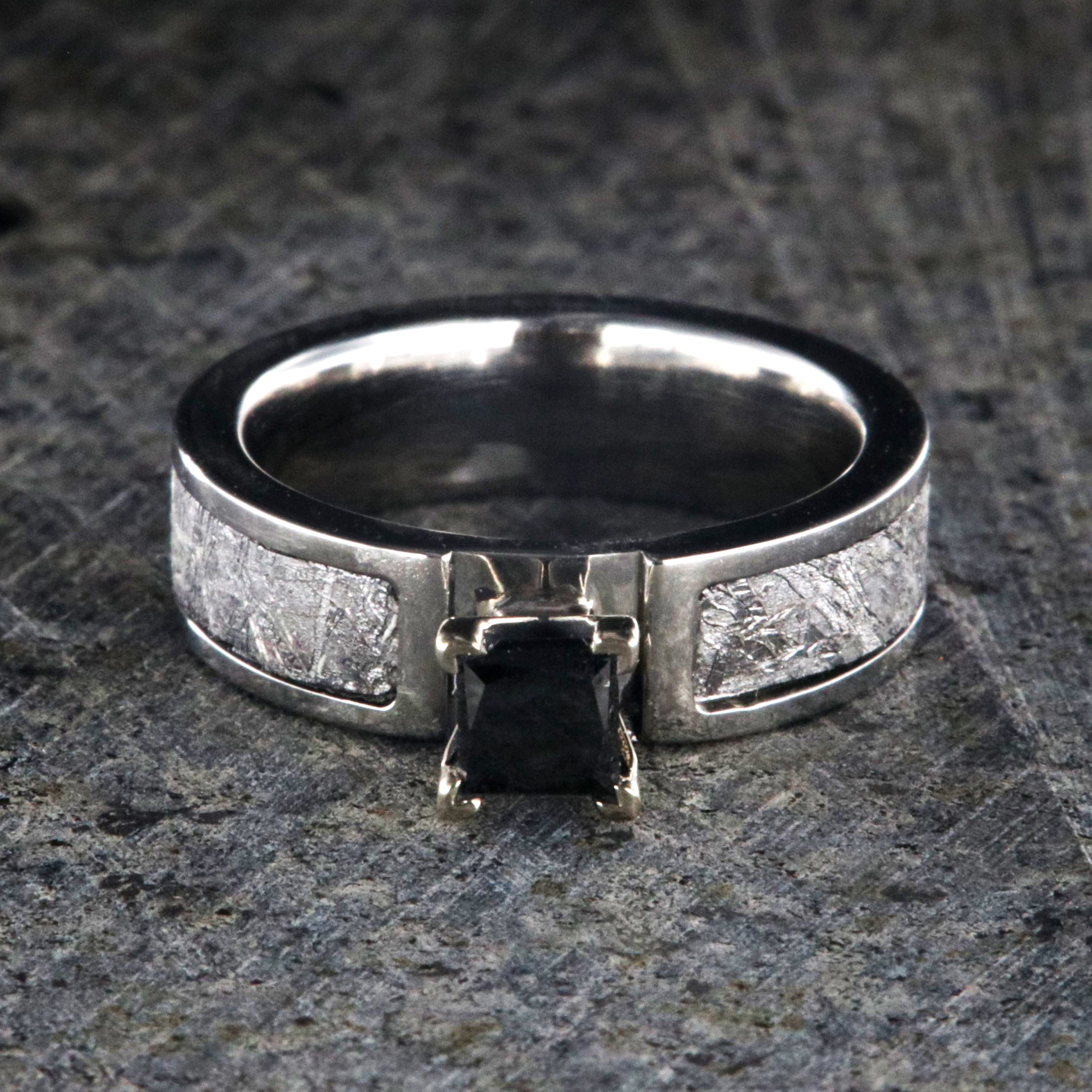 14K White Gold Tanzanite and Meteorite Engagement Ring – Origin Jewelry