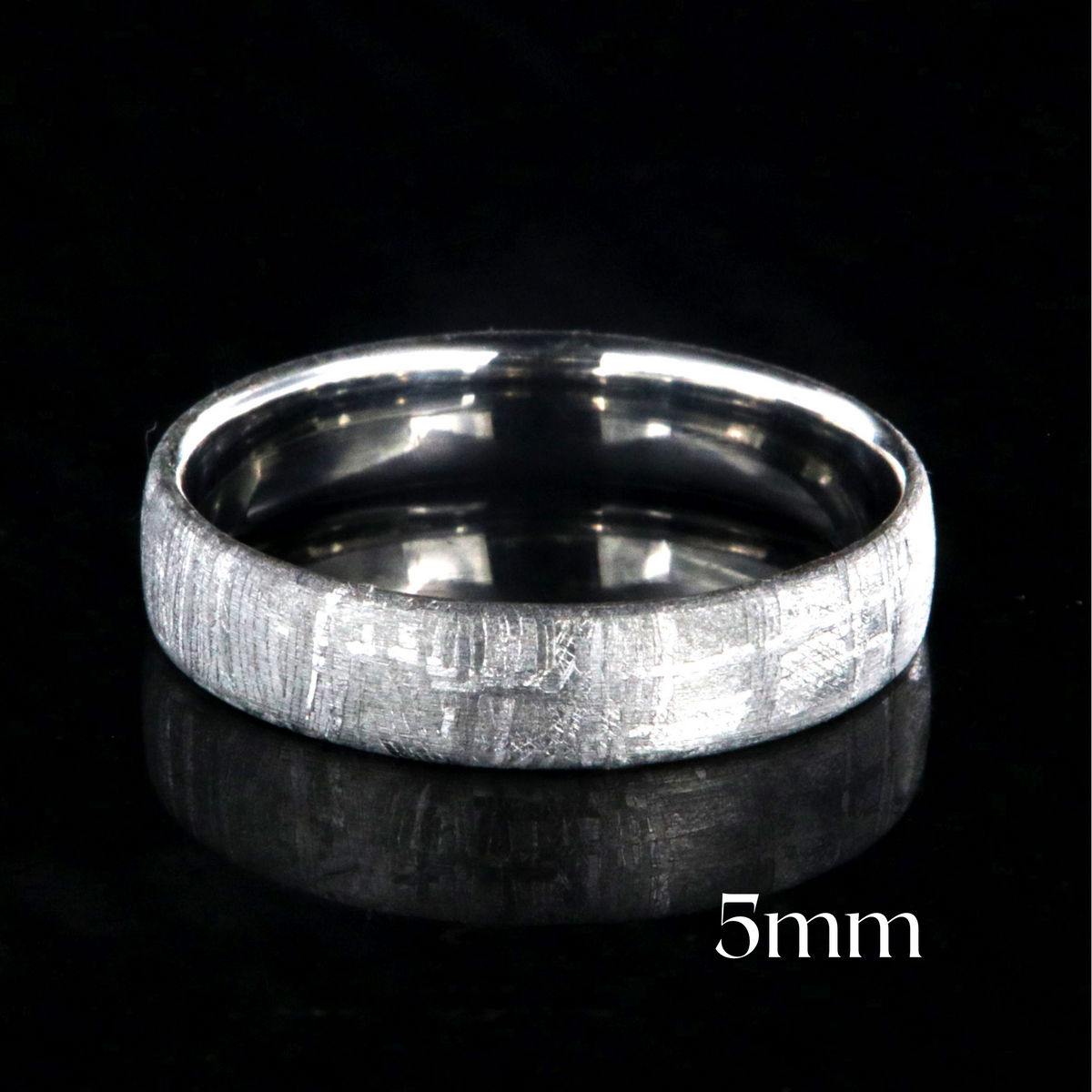5mm wide meteorite wedding band with cobalt sleeve