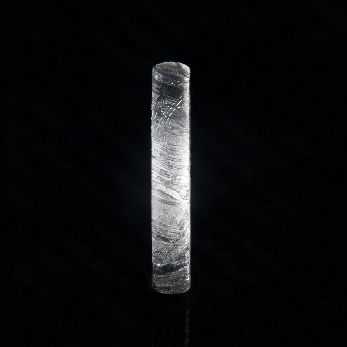 3mm wide women&#39;s meteorite wedding band with cobalt sleeve and rounded profile