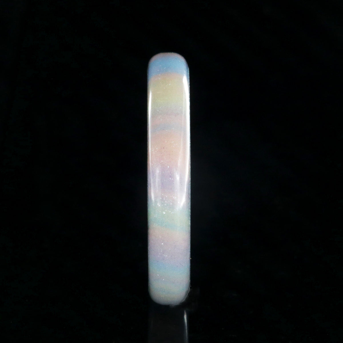 4mm wide promise ring with a rainbow outside and black zirconium sleeve