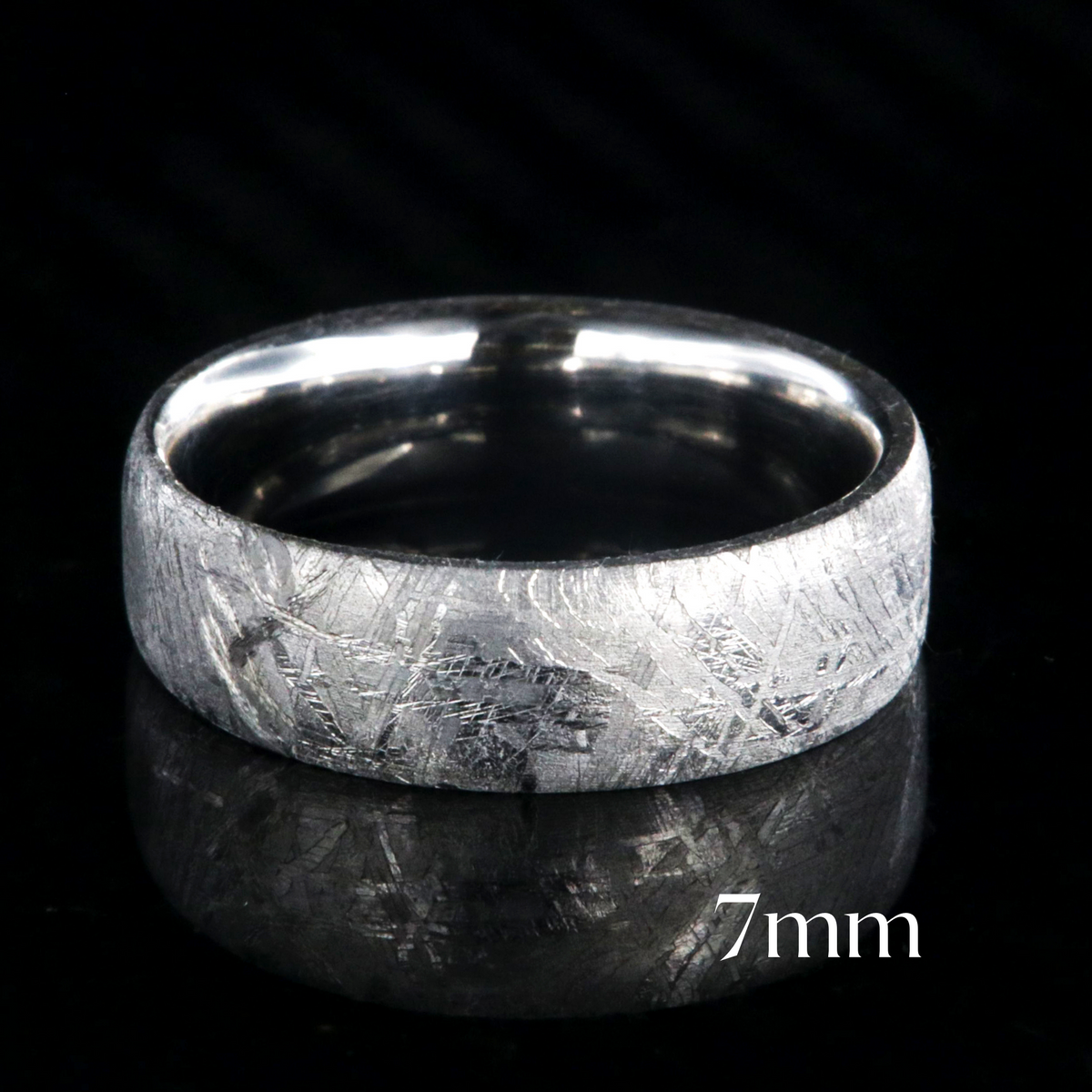 7mm wide meteorite wedding band with cobalt sleeve