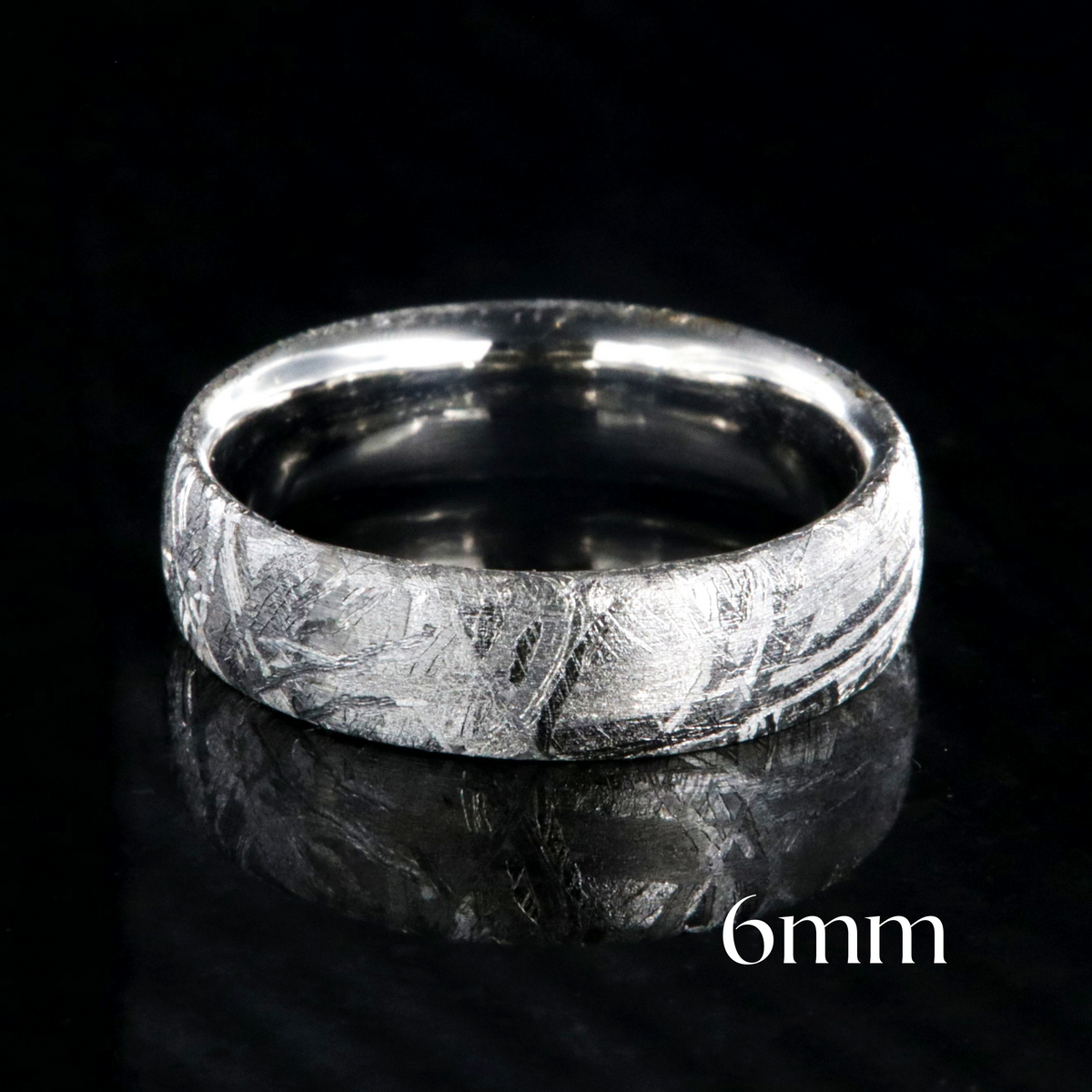 6mm wide meteorite wedding band with cobalt sleeve
