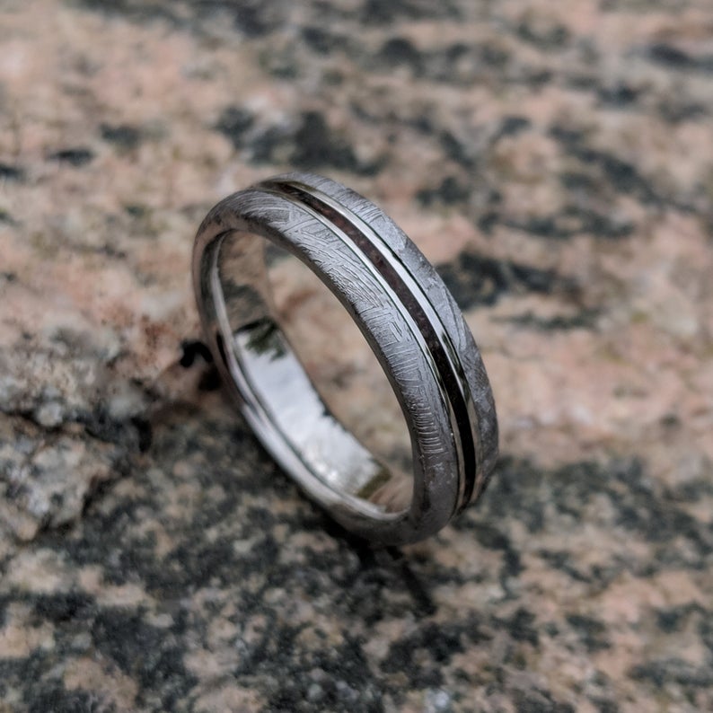 Meteorite Gold Leaf Inlay Ring for Sale – Morf Jewelry