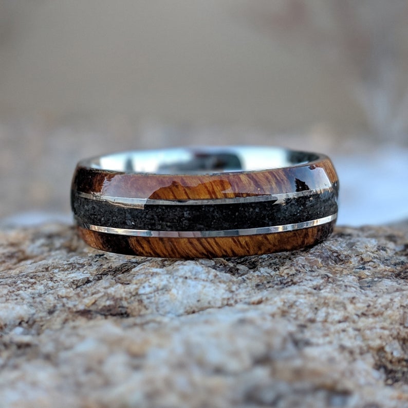 Men's Wooden Wedding Ring, Dinosaur Bone Ring