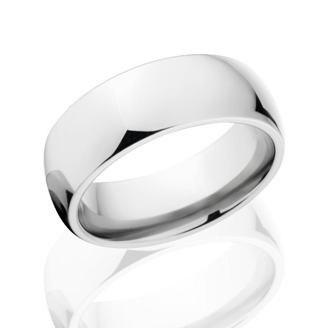 8mm wide cobalt wedding band with a polish finish