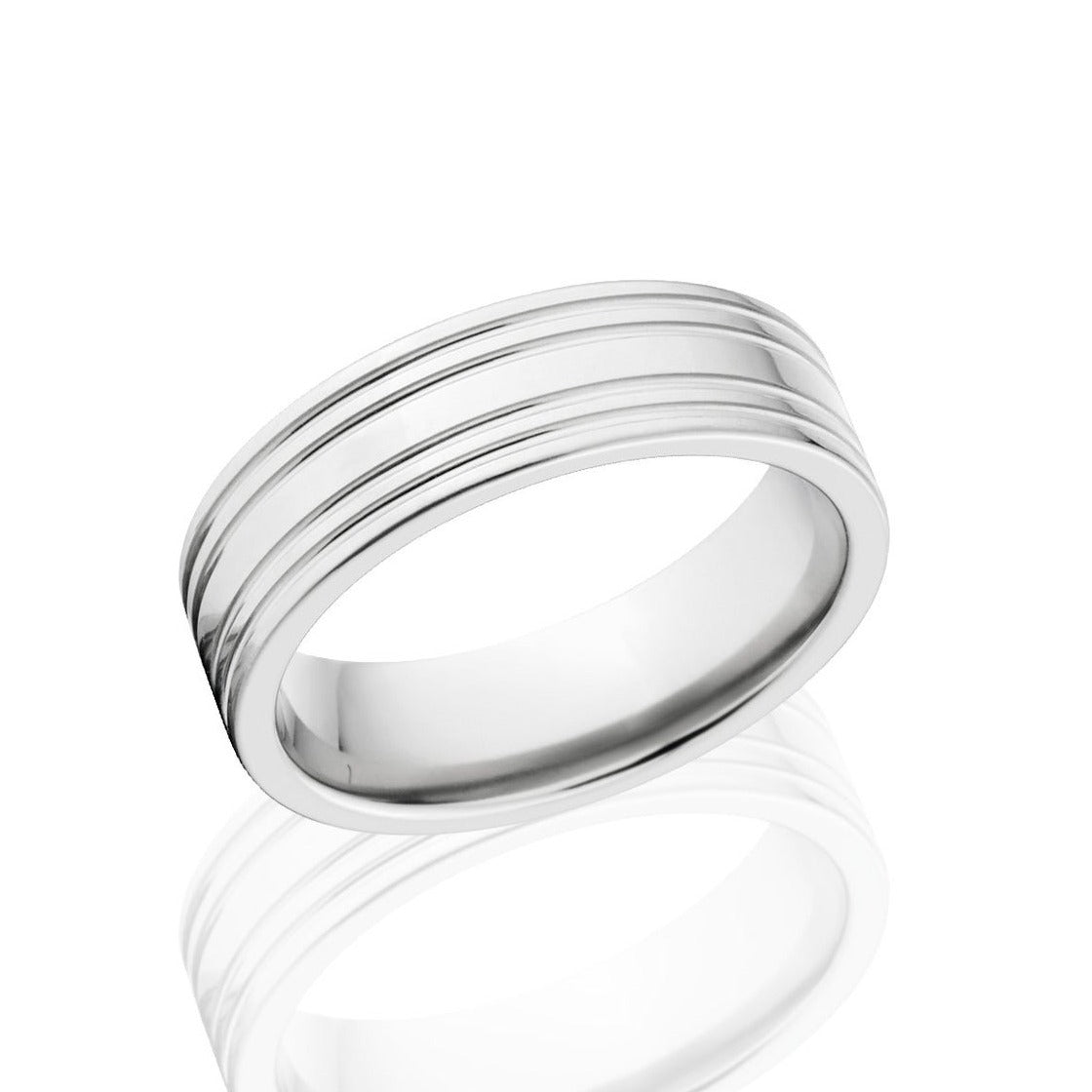 6mm wide cobalt wedding ring with two dual edge grooves