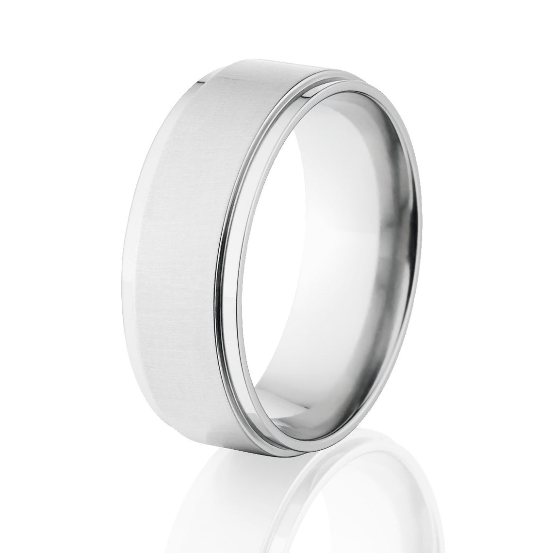 8mm wide cobalt ring with a raised-center and brush finish