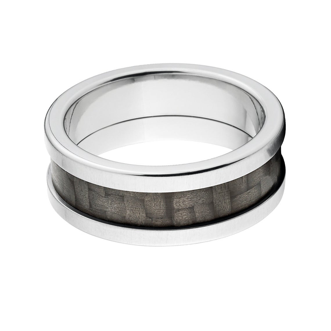 8mm wide titanium ring with a black carbon fiber inlay