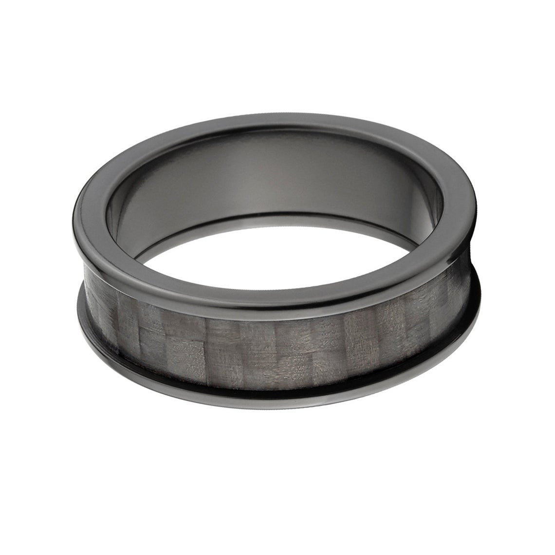 7mm wide black carbon fiber ring with black zirconium edges