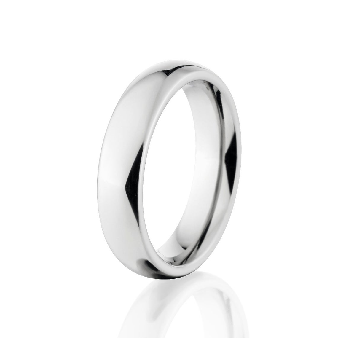 5mm wide polished cobalt wedding band with a rounded profile