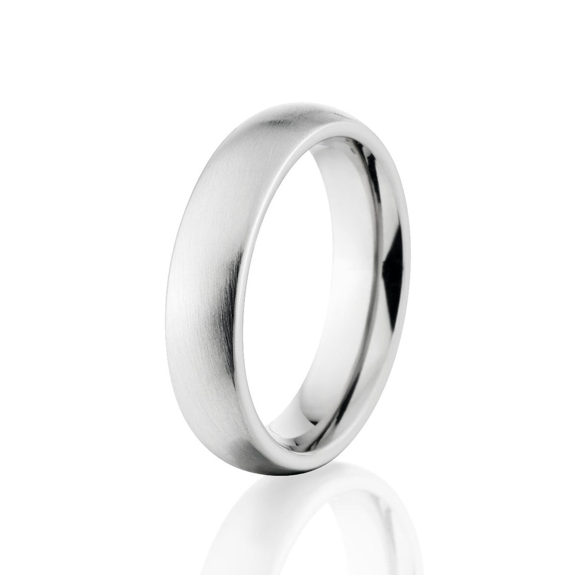 6mm wide cobalt wedding band with a brush finish and rounded profile