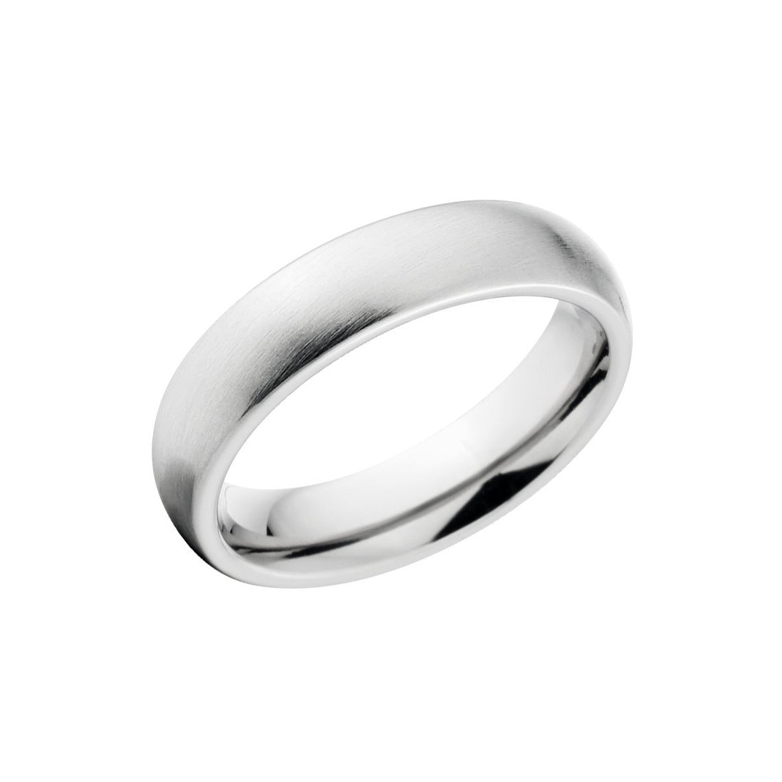 6mm wide cobalt wedding band with a brush finish and rounded profile