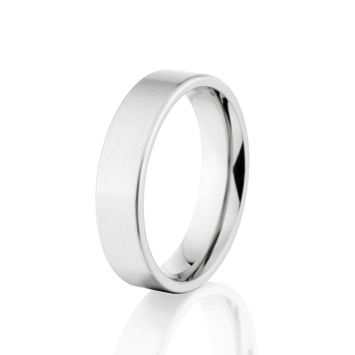 5mm wide cobalt wedding ring with a brush finish and flat profile
