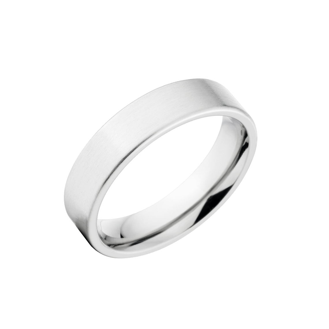 5mm wide cobalt wedding ring with a brush finish and flat profile