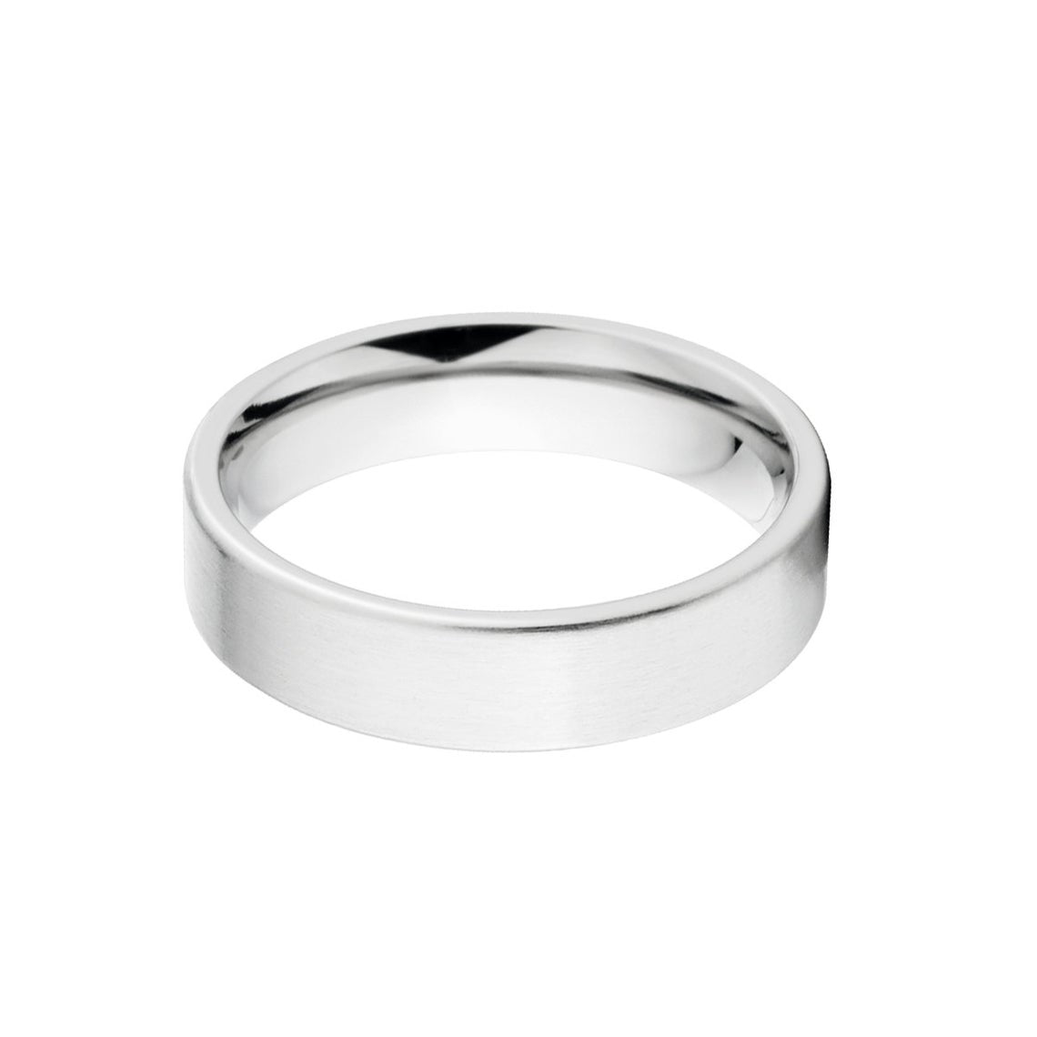 5mm wide cobalt wedding ring with a brush finish and flat profile