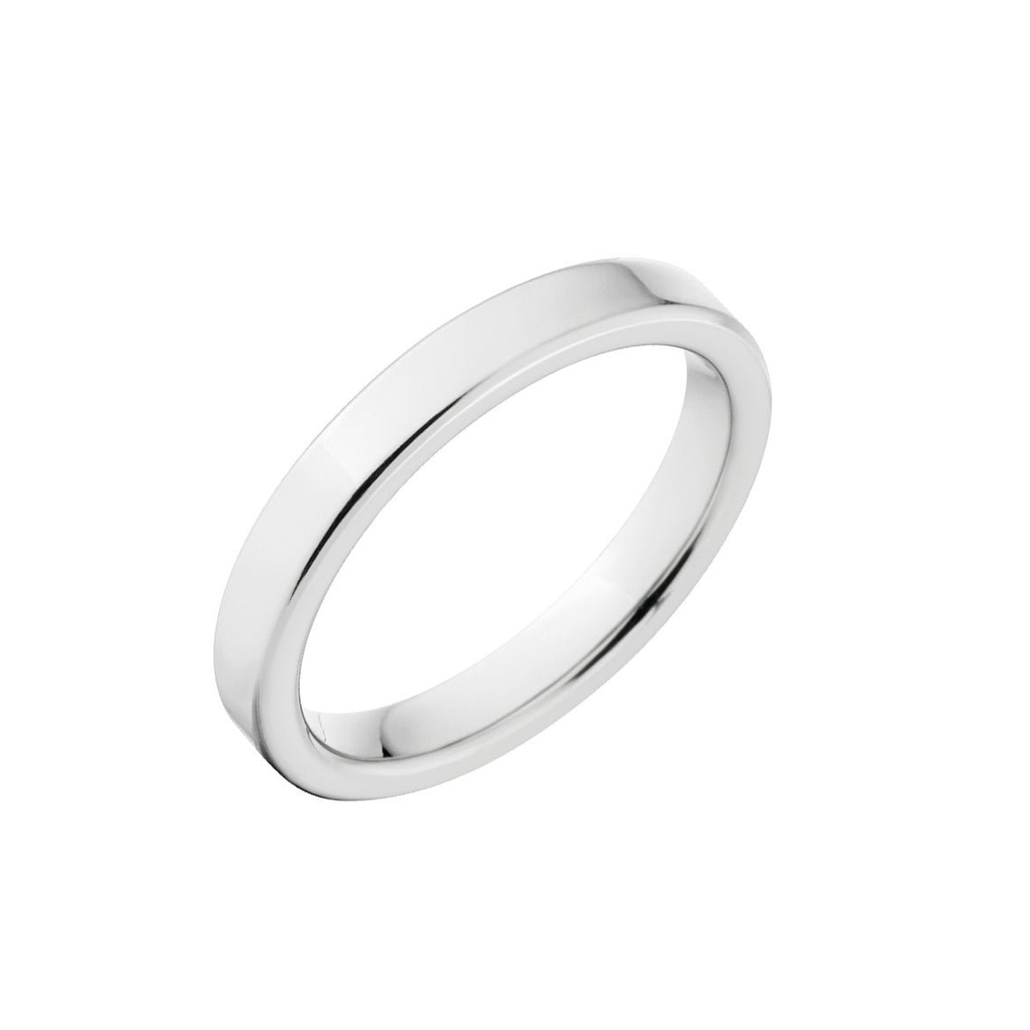 3mm wide cobalt wedding band with a flat profile and polish finish