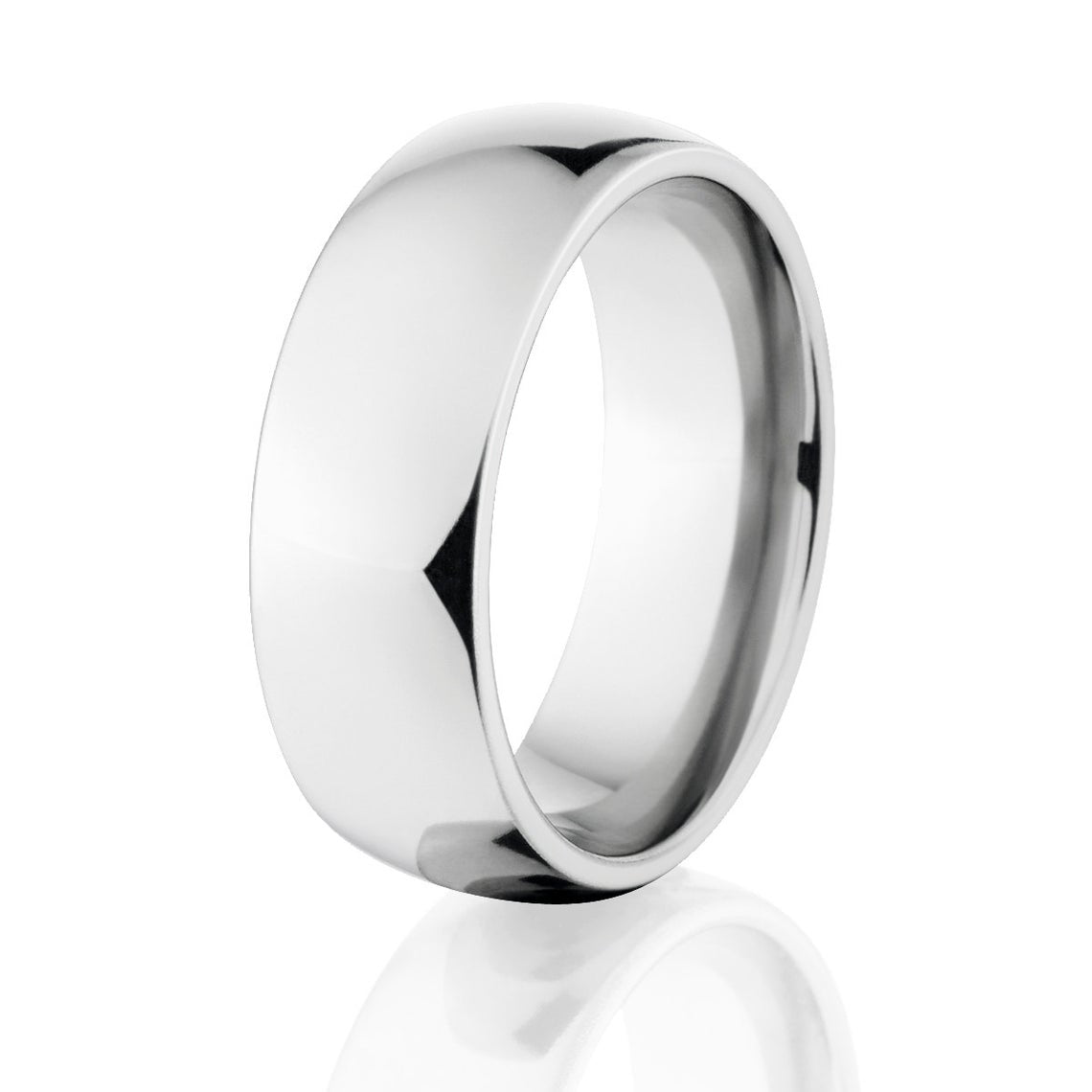 8mm wide cobalt wedding band with a polish finish