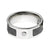 8mm wide titanium ring with black carbon fiber inlay and a bezel set diamond