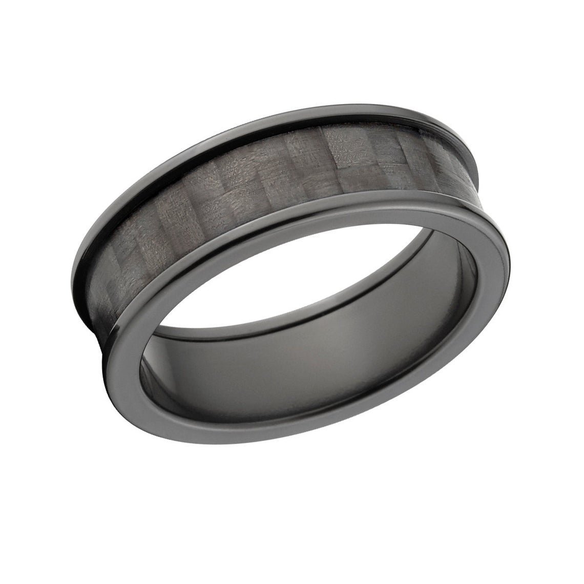 7mm wide black carbon fiber ring with black zirconium edges