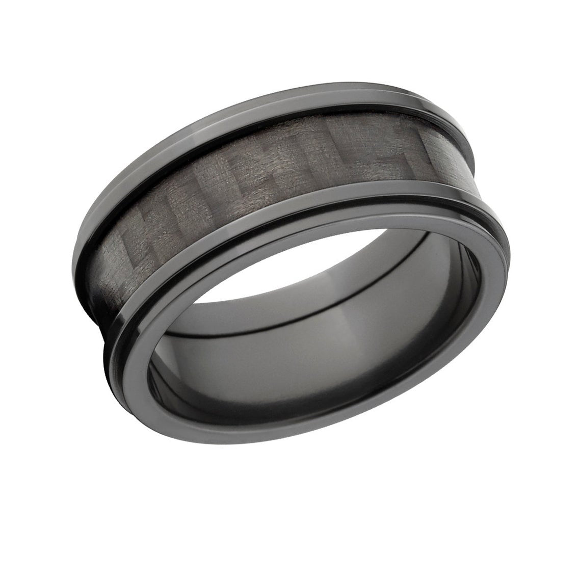 9mm wide black carbon fiber ring with black zirconium edges