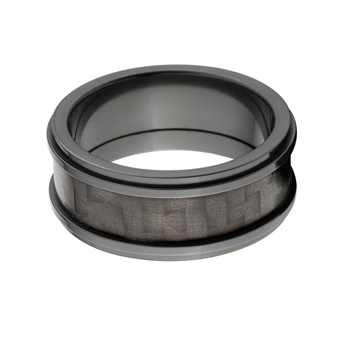 9mm wide black carbon fiber ring with black zirconium edges
