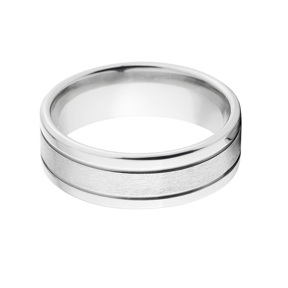 6mm wide cobalt wedding band with dual edge grooves