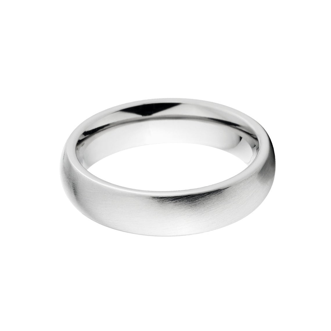 6mm wide cobalt wedding band with a brush finish and rounded profile
